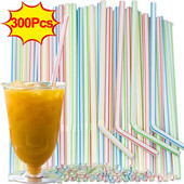 300 tk värvilised ühekordsed kõrred Köök Paindlik plastikkõrs piima tee mahla kokteilipeo baari tarvikud Joogikõrred