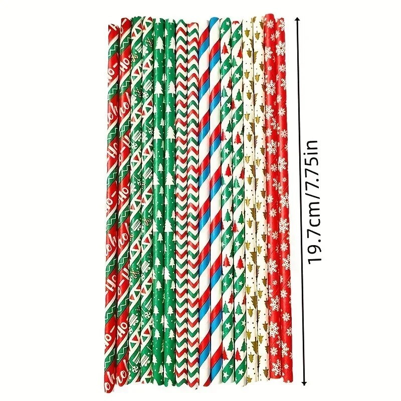 Χριστουγεννιάτικο χρωματιστό χαρτί Kraft Drinking Straw Καλαμάκια για πάρτι μιας χρήσης Χριστουγεννιάτικο Πρωτοχρονιάτικο γιορτινό τραπέζι χυμό κοκτέιλ προμήθειες