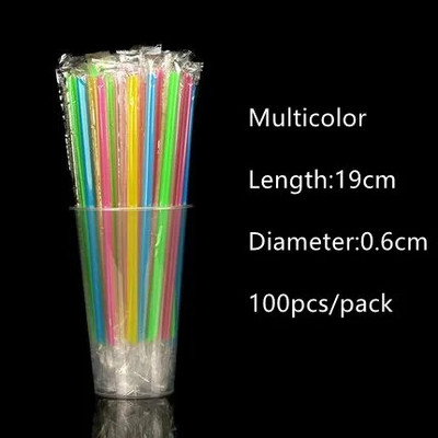 100 vnt. 7,48 colio arbatos gėrimų šiaudeliai, atskirai suvynioti PP kelių spalvų geriamieji šiaudeliai Stori gėrimų indų baro priedai