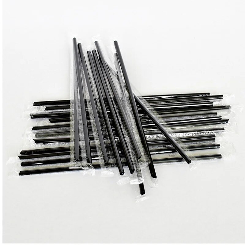 100 vnt. 7,48 colio arbatos gėrimų šiaudeliai, atskirai suvynioti PP kelių spalvų geriamieji šiaudeliai Stori gėrimų indų baro priedai