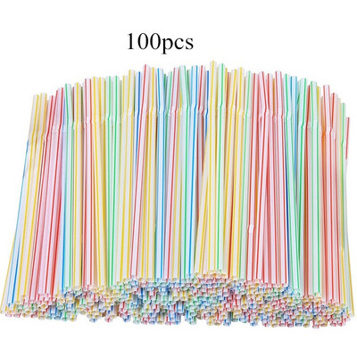50/100 buc Pai de băutură, multicolore, cu dungi, paiele curcubeu, pentru petrecere de uz casnic, pentru petrecerea de naștere, rechizite pentru petrecere