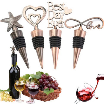 С форма на сърце на любовта, морска звезда, г-н и мисис запушалка за бутилка вино Цинкова сплав Щепсел за многократна употреба Поддържайте виното свежо за любимите подаръци Сватбен подарък