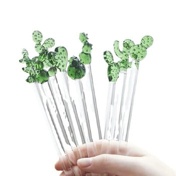 Coffee Stir Sticks Glass Cute Cactus Shape Swizzle Sticks Holiday Stir Sticks Επαναχρησιμοποιήσιμα αναδευτήρια ποτών αναδευτήρα για ροφήματα καφέ