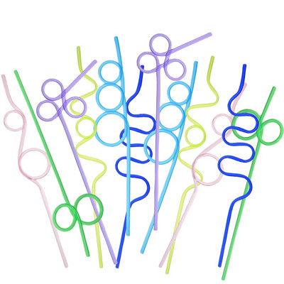 12 τεμ. προμήθειες για πάρτι γενεθλίων Σγουρά καλαμάκια Μοναδική παραλία ποτού Creative The Pet Novelty Παιδί μιας χρήσης