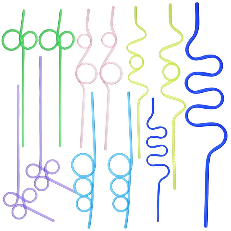 12 τεμ. προμήθειες για πάρτι γενεθλίων Σγουρά καλαμάκια Μοναδική παραλία ποτού Creative The Pet Novelty Παιδί μιας χρήσης