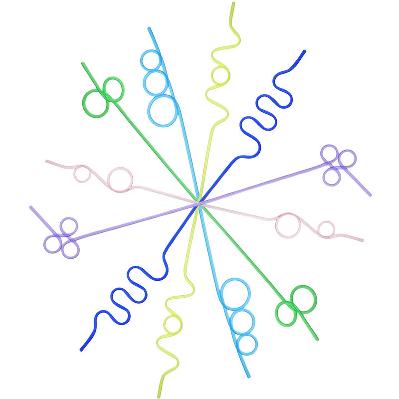 12 τεμ. προμήθειες για πάρτι γενεθλίων Σγουρά καλαμάκια Μοναδική παραλία ποτού Creative The Pet Novelty Παιδί μιας χρήσης