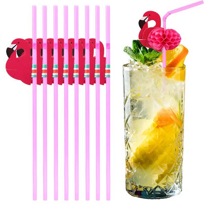 30 τεμ. Καλαμάκια για ποτό Flamingo Καλαμάκια μιας χρήσης Χαριτωμένα καλαμάκια για ποτό κοκτέιλ Χαβάη Παραλία Πισίνα Τροπική διακόσμηση για πάρτι γενεθλίων Καλαμάκι