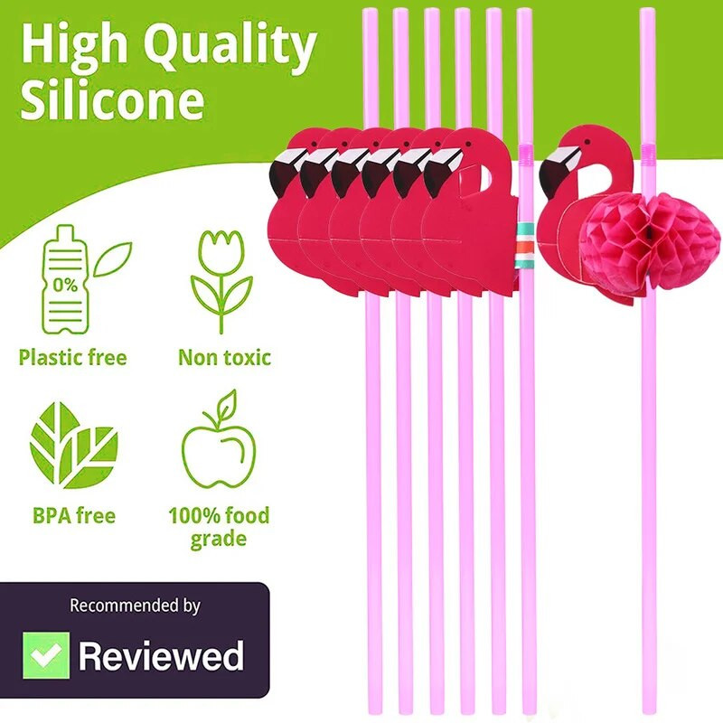 30 τεμ. Καλαμάκια για ποτό Flamingo Καλαμάκια μιας χρήσης Χαριτωμένα καλαμάκια για ποτό κοκτέιλ Χαβάη Παραλία Πισίνα Τροπική διακόσμηση για πάρτι γενεθλίων Καλαμάκι
