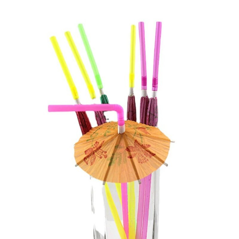 50 τμχ Ομπρέλα Κοκτέιλ Drinking Καλαμάκια μιας χρήσης Hawaii Party Facvor Juice Ομπρέλες Καλαμάκια για Μπαρ Καλοκαιρινή διακόσμηση σπιτιού