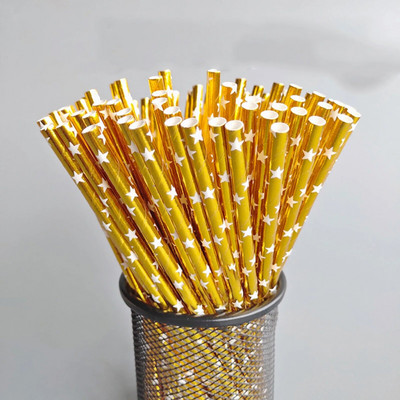 25 vnt. vienkartinis spalvotas popierius šiaudinis vakarėlio dekoravimas sultys gėrimas pienas arbata šiaudų batonėlių priedai Vestuvių vakarėlio priedai