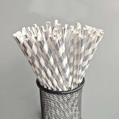 25 vnt. vienkartinis spalvotas popierius šiaudinis vakarėlio dekoravimas sultys gėrimas pienas arbata šiaudų batonėlių priedai Vestuvių vakarėlio priedai