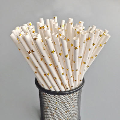 25 vnt. vienkartinis spalvotas popierius šiaudinis vakarėlio dekoravimas sultys gėrimas pienas arbata šiaudų batonėlių priedai Vestuvių vakarėlio priedai