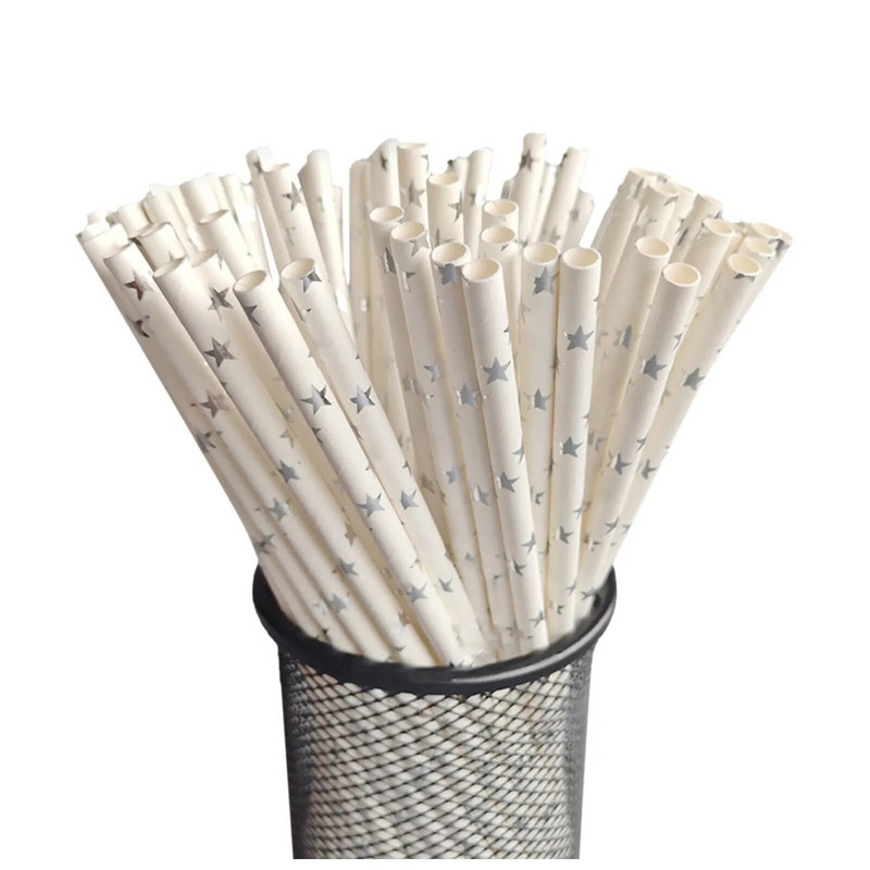 25 vnt. vienkartinis spalvotas popierius šiaudinis vakarėlio dekoravimas sultys gėrimas pienas arbata šiaudų batonėlių priedai Vestuvių vakarėlio priedai