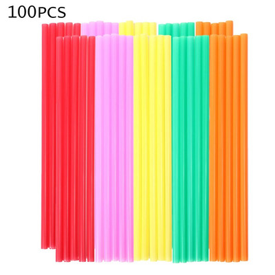 100 vnt/pak. Daugiaspalviai plastikiniai šiaudeliai virtuvės gėrimų vienkartiniai geriamieji šiaudeliai, skirti vestuvių gimtadienio vakarėliui, gėrimų priedai