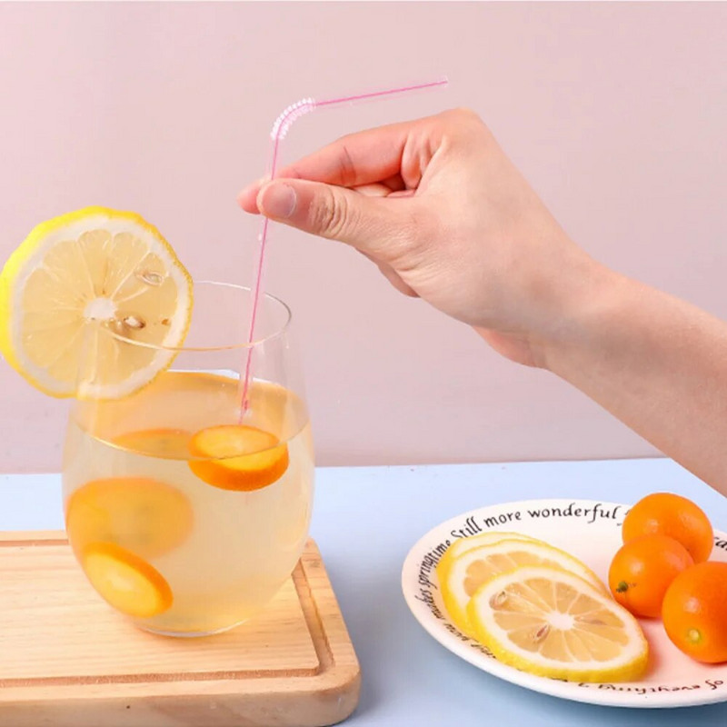 100 τμχ Πλαστικά καλαμάκια μιας χρήσης Πολύχρωμα εύκαμπτα καλαμάκια για ποτό και γάλα για κοκτέιλ τσαγιού Gadgets γαμήλια πάρτι Αξεσουάρ κουζίνας