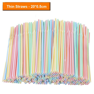 100 vnt. daugiaspalvių vienkartinių šiaudelių, atskirai suvynioti dideli gėrimo šiaudeliai Platūs pieno arbatos kokteilių sultys gėrimų plastikiniai šiaudeliai
