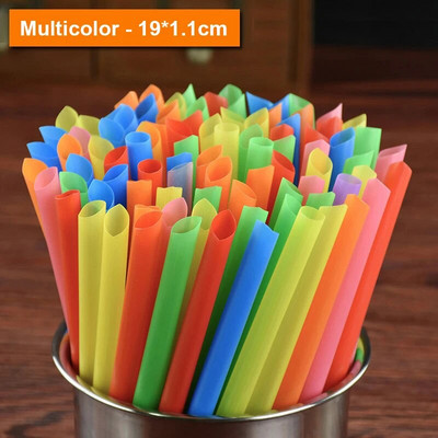 100 vnt. daugiaspalvių vienkartinių šiaudelių, atskirai suvynioti dideli gėrimo šiaudeliai Platūs pieno arbatos kokteilių sultys gėrimų plastikiniai šiaudeliai