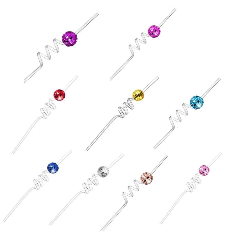 12 komada zrcalnih disko kuglica Slamke za diskoteke iz 70-ih Ukrasne slamke za zabave