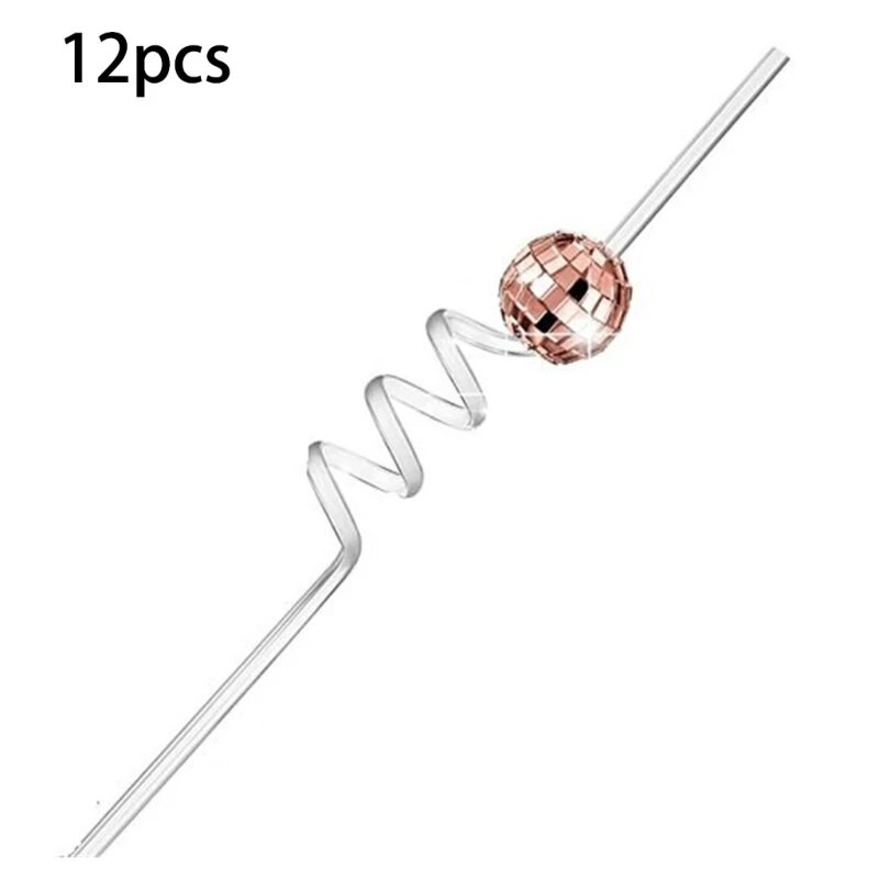 12 komada zrcalnih disko kuglica Slamke za diskoteke iz 70-ih Ukrasne slamke za zabave