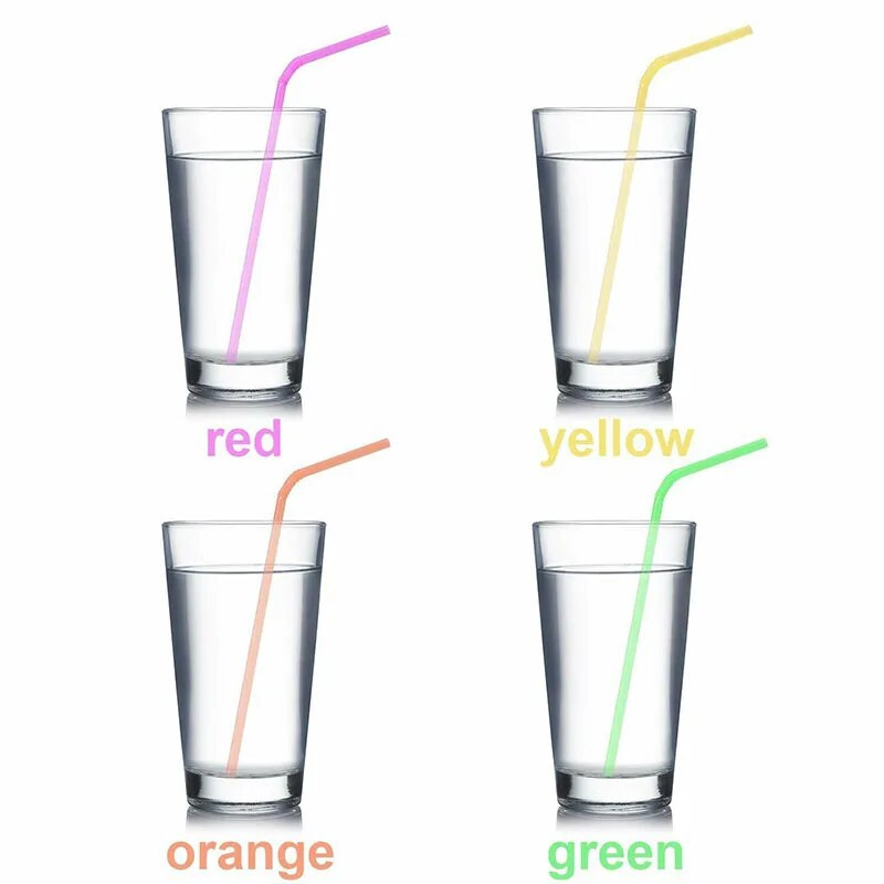 100 vnt Fluorescencinio plastiko lankstomi gėrimo šiaudeliai Vienkartiniai gėrimų šiaudeliai Vestuvių dekoro mišrių spalvų vakarėlio reikmenys