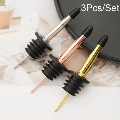 3 vnt / rinkinys nerūdijančio plieno vyno kamštis alkoholio gėrimo snapeliai butelių dozatorius Vyno butelio kamštis su dangteliu vakarėlio baro priedais