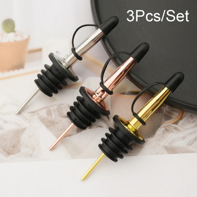 3 vnt / rinkinys nerūdijančio plieno vyno kamštis alkoholio gėrimo snapeliai butelių dozatorius Vyno butelio kamštis su dangteliu vakarėlio baro priedais