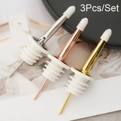 3 vnt / rinkinys nerūdijančio plieno vyno kamštis alkoholio gėrimo snapeliai butelių dozatorius Vyno butelio kamštis su dangteliu vakarėlio baro priedais