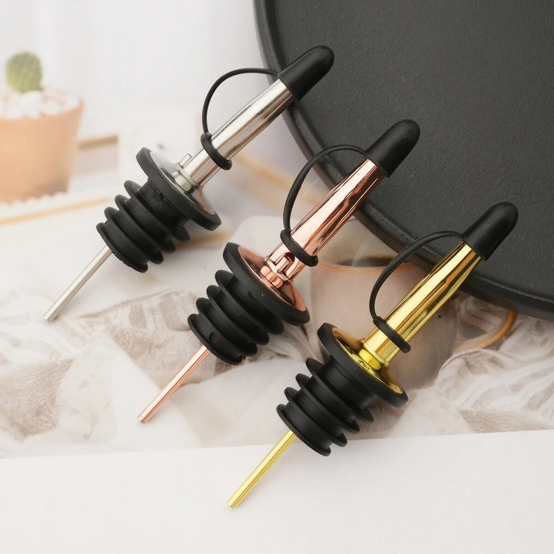 3 vnt / rinkinys nerūdijančio plieno vyno kamštis alkoholio gėrimo snapeliai butelių dozatorius Vyno butelio kamštis su dangteliu vakarėlio baro priedais