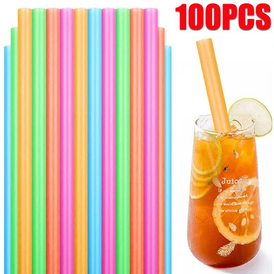 100 buc Pai de băut de unică folosință în culori mixte Paie din plastic Suc de ceai de lapte Paie de băut pentru ziua de naștere Accesorii pentru petrecerea de nuntă