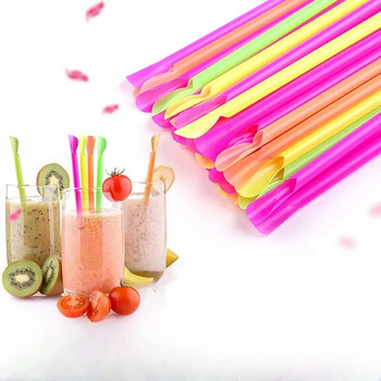 100 τεμ. Καλαμάκια κουταλιού Διπλής χρήσης Drinking Smoothie Straw Πολύχρωμα Ψάθινα κουτάλια για DIY Party Bar Club Kitchen Drinking Supplies