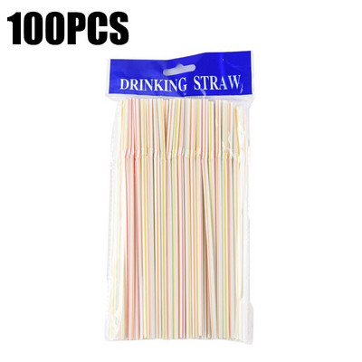100 τμχ Πλαστικά καλαμάκια πόσιμου Πολύχρωμο καλαμάκι μιας χρήσης για κουζινικά μπαρ Γάμος Γενέθλια Ποτό Αξεσουάρ