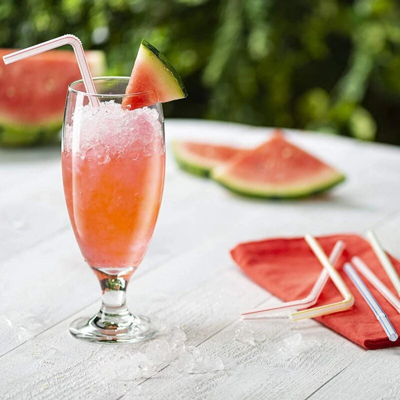 100 τμχ Πλαστικά καλαμάκια πόσιμου Πολύχρωμο καλαμάκι μιας χρήσης για κουζινικά μπαρ Γάμος Γενέθλια Ποτό Αξεσουάρ