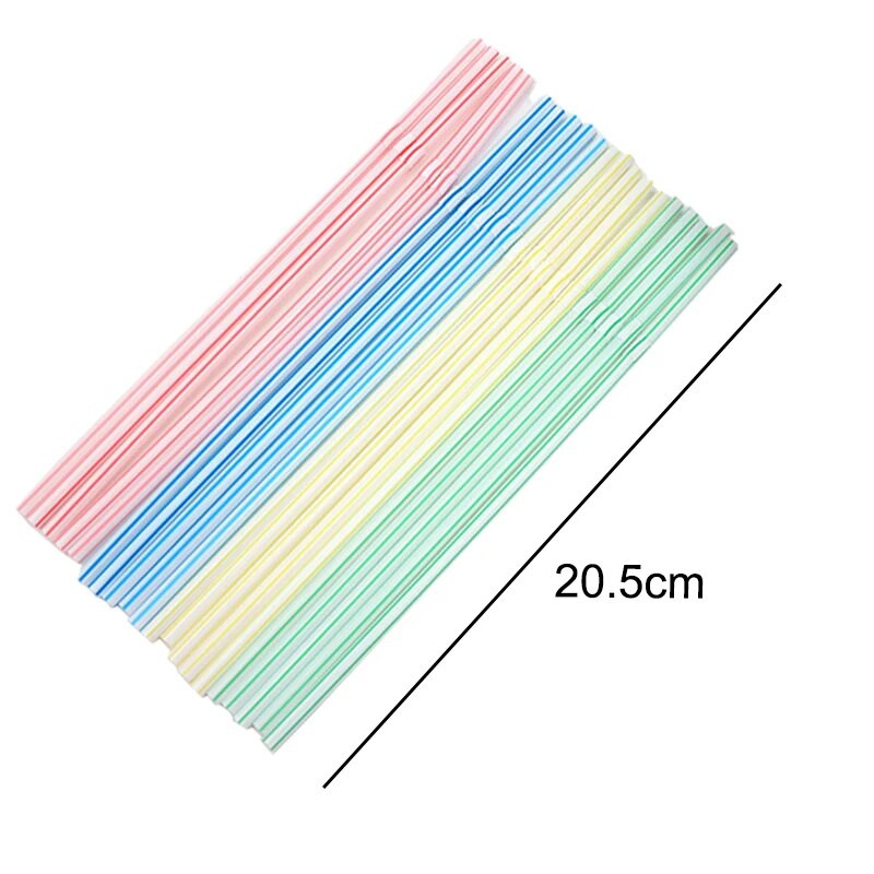 100 τμχ Πλαστικά καλαμάκια πόσιμου Πολύχρωμο καλαμάκι μιας χρήσης για κουζινικά μπαρ Γάμος Γενέθλια Ποτό Αξεσουάρ