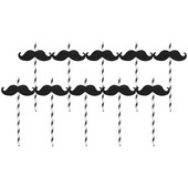 20 vnt. ūsų popieriniai šiaudeliai, vėsios sultys, kokteiliai, pyragaičiai, ledinės kavos vakarėlių reikmenys ir „pasidaryk pats“ (juodas)