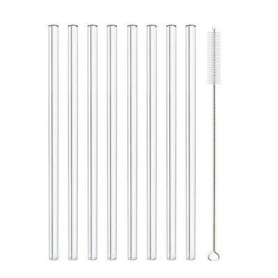 Didelio borosilikatinio stiklo šiaudeliai Ekologiški daugkartinio naudojimo geriamieji šiaudeliai kokteiliams Kokteilių baro priedai Šiaudeliai su šepečiais