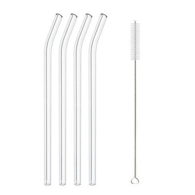 Didelio borosilikatinio stiklo šiaudeliai Ekologiški daugkartinio naudojimo geriamieji šiaudeliai kokteiliams Kokteilių baro priedai Šiaudeliai su šepečiais