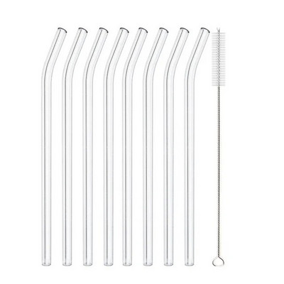 Didelio borosilikatinio stiklo šiaudeliai Ekologiški daugkartinio naudojimo geriamieji šiaudeliai kokteiliams Kokteilių baro priedai Šiaudeliai su šepečiais