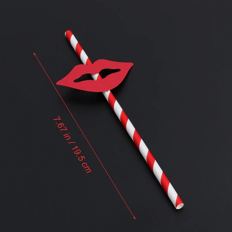 50 vnt. ir popierinių šiaudelių Dekoratyvinių kokteilių šiaudelių, skirtų išleistuvių vakarėliui dekoruoti