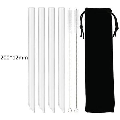 Kõrge boorsilikaadisisaldusega korduvkasutatav joogikõrs Keskkonnasõbralik klaaskõrs mullitee smuutide baari tarvikud pintslikotiga põhk