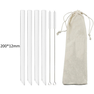 Kõrge boorsilikaadisisaldusega korduvkasutatav joogikõrs Keskkonnasõbralik klaaskõrs mullitee smuutide baari tarvikud pintslikotiga põhk