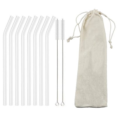 Kõrge boorsilikaadisisaldusega korduvkasutatav joogikõrs Keskkonnasõbralik klaaskõrs mullitee smuutide baari tarvikud pintslikotiga põhk