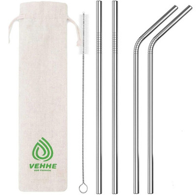 4/8 tk 304 roostevabast terasest kõrred harjaga kaasaskantavad kotid Korduvkasutatavad metallist joogikõrred piimapulga jookide jaoks