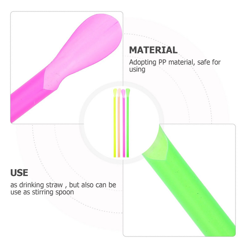 Šiaudeliai Šaukštas sniego plastikinis kūgis Šiaudų samtelis Vienkartiniai Pochlebcas Kūgiai Geriamųjų reikmenų daugkartiniams puodeliams Bombilla