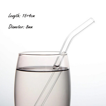 1/5 бр цветна топлоустойчива високо боросиликатна стъклена сламка прозрачна права тръба извита тръба наклонена уста млечна сламка за чай