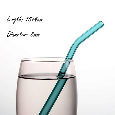 1/5 vnt. spalvotas karščiui atsparus didelio borosilikato stiklo šiaudelis skaidrus tiesus vamzdis išlenktas vamzdis, pasvirusi burna pieno arbatos šiaudelis