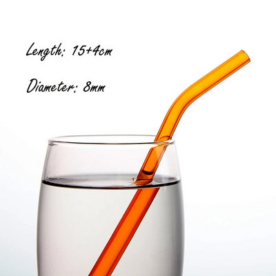 1/5 vnt. spalvotas karščiui atsparus didelio borosilikato stiklo šiaudelis skaidrus tiesus vamzdis išlenktas vamzdis, pasvirusi burna pieno arbatos šiaudelis