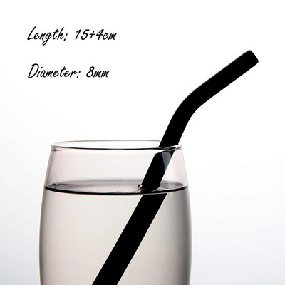 1/5 vnt. spalvotas karščiui atsparus didelio borosilikato stiklo šiaudelis skaidrus tiesus vamzdis išlenktas vamzdis, pasvirusi burna pieno arbatos šiaudelis