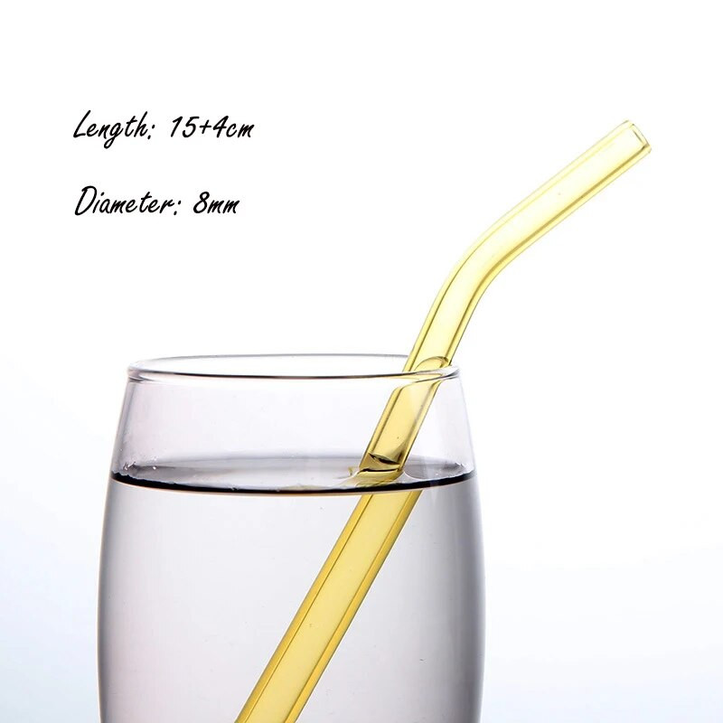 1/5 vnt. spalvotas karščiui atsparus didelio borosilikato stiklo šiaudelis skaidrus tiesus vamzdis išlenktas vamzdis, pasvirusi burna pieno arbatos šiaudelis