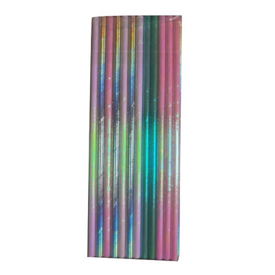 25Pcs Gradient- Color Pearlescent- Film Rainbow Suction Tube Degradable Environmental Protection Iridescent- Paper Straw E65B