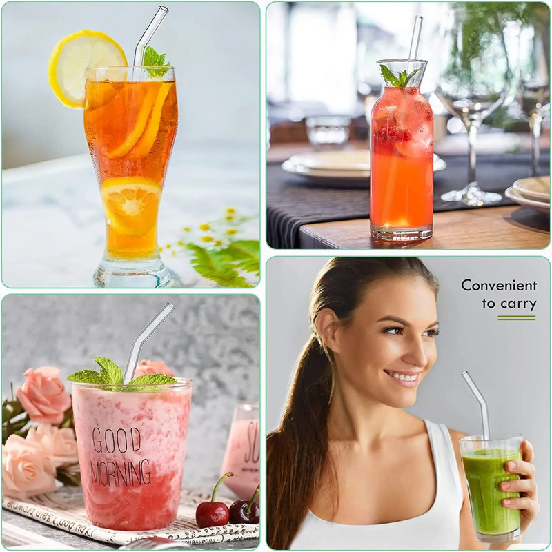 Värviline korduvkasutatavate klaaskõrte komplekt mahla / joogi / smuuti / shakemile jaoks, nõudepesumasinas ohutu ja purunemiskindel.